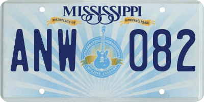 MS license plate ANW082