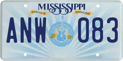 MS license plate ANW083