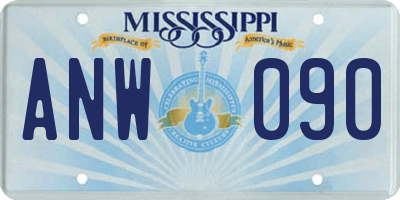 MS license plate ANW090