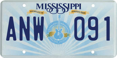 MS license plate ANW091