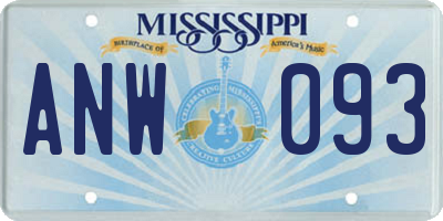 MS license plate ANW093