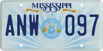 MS license plate ANW097