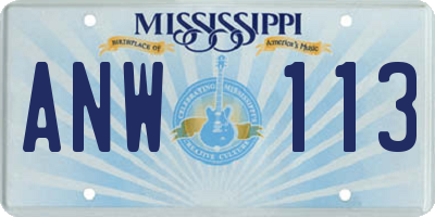 MS license plate ANW113