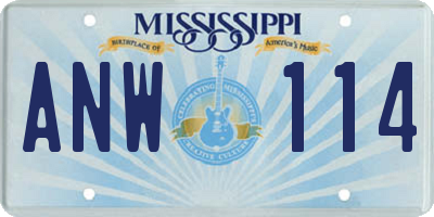 MS license plate ANW114
