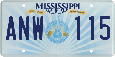 MS license plate ANW115