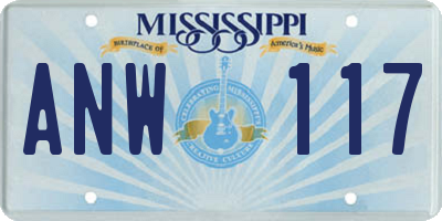 MS license plate ANW117