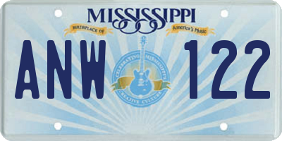 MS license plate ANW122