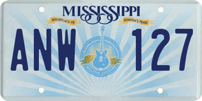 MS license plate ANW127