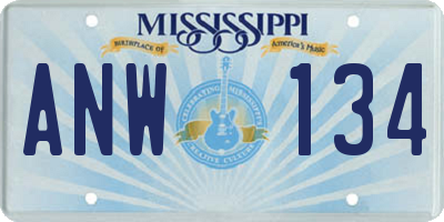 MS license plate ANW134