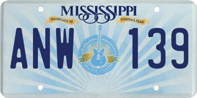 MS license plate ANW139
