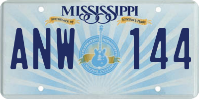 MS license plate ANW144