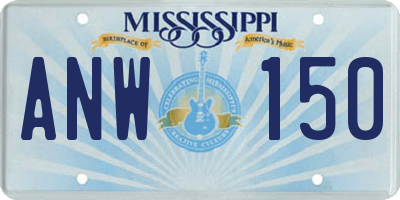 MS license plate ANW150