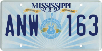 MS license plate ANW163