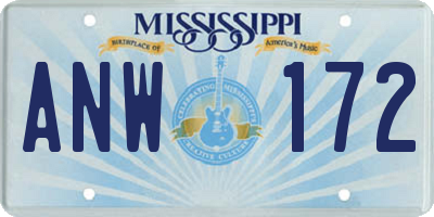 MS license plate ANW172