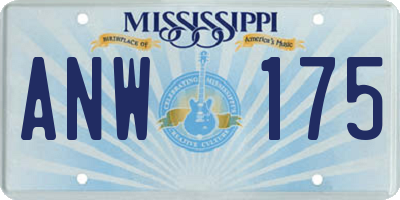 MS license plate ANW175