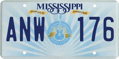 MS license plate ANW176