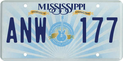 MS license plate ANW177