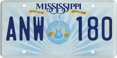 MS license plate ANW180