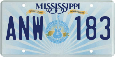 MS license plate ANW183
