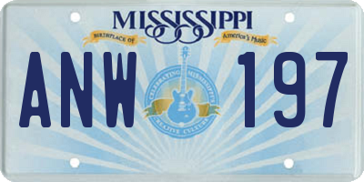 MS license plate ANW197