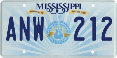 MS license plate ANW212