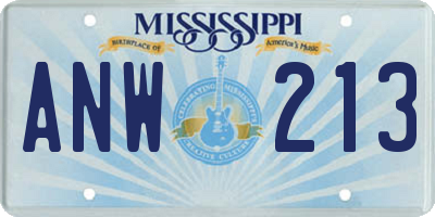 MS license plate ANW213