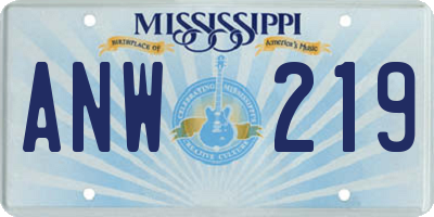 MS license plate ANW219