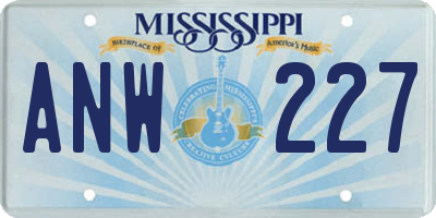 MS license plate ANW227
