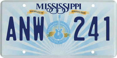 MS license plate ANW241