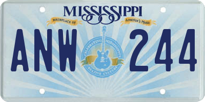 MS license plate ANW244