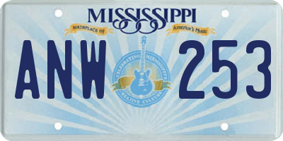 MS license plate ANW253