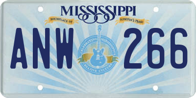 MS license plate ANW266