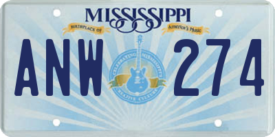 MS license plate ANW274