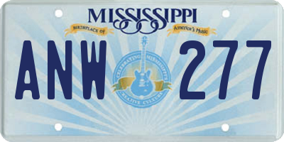 MS license plate ANW277