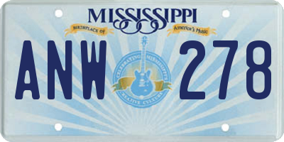 MS license plate ANW278