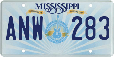 MS license plate ANW283