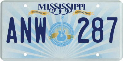 MS license plate ANW287