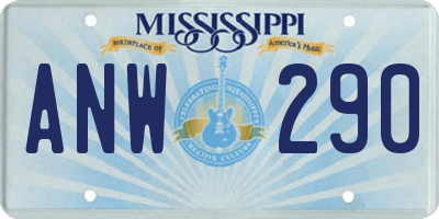 MS license plate ANW290