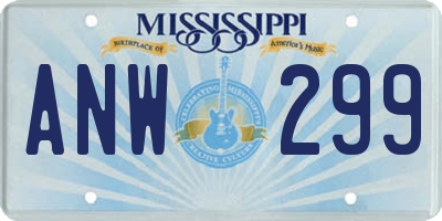 MS license plate ANW299