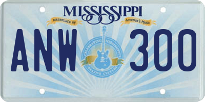MS license plate ANW300