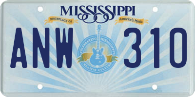 MS license plate ANW310