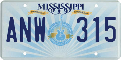 MS license plate ANW315