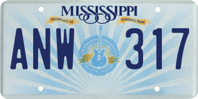 MS license plate ANW317