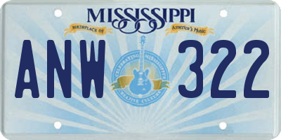 MS license plate ANW322