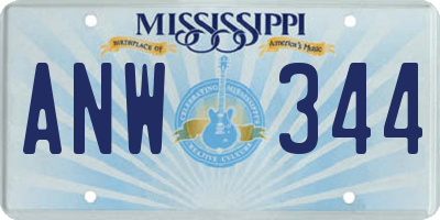 MS license plate ANW344
