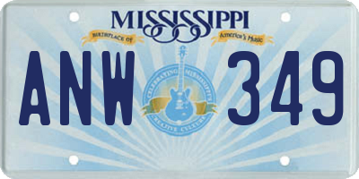 MS license plate ANW349