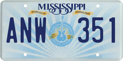 MS license plate ANW351