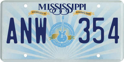 MS license plate ANW354