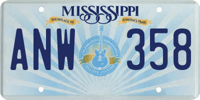 MS license plate ANW358
