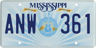 MS license plate ANW361